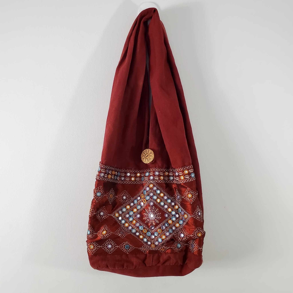 Hamdmade Y2K Embroidered Red Sling Bag